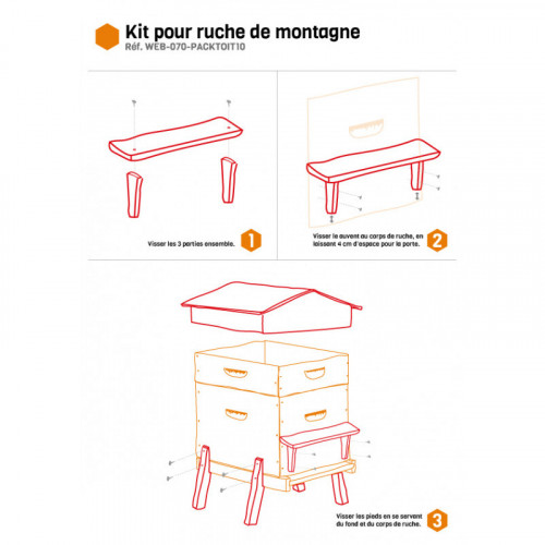Kit pour ruche de montagne 12 cadres Kit pour ruche de montagne 12 cadres
