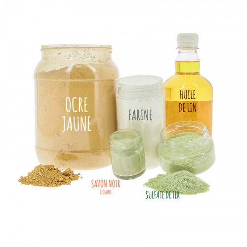 Kit pour 5 litres de peinture à la farine (ocre jaune ou rouge)