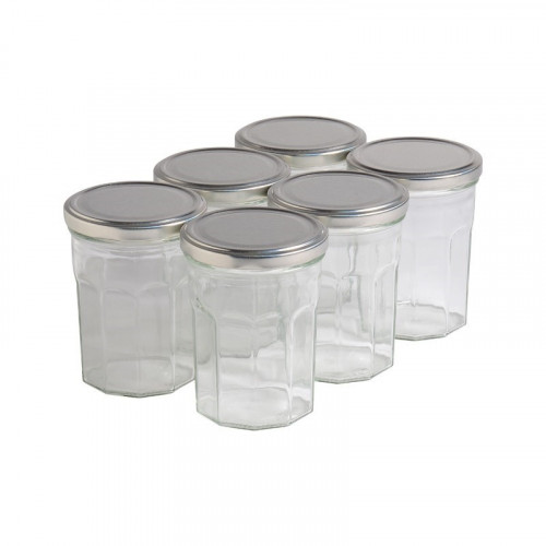 6 pots verre facettes 500g (385ml) avec couvercles TO82