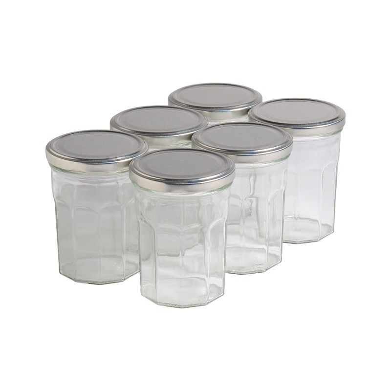 6 pots verre facettes 500g...