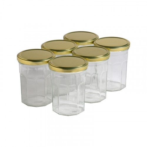 6 pots verre facettes 500g (385ml) avec couvercles TO82