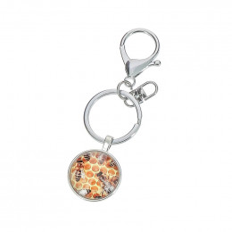 Porte-clés Abeille médaillon métal