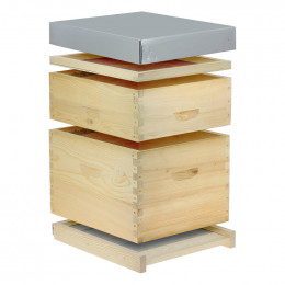 Ruche Dadant 10 cadres avec fond ventilation totale et hausse