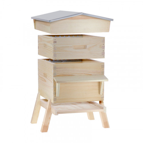 Ruche chalet à tenons Dadant 12 cadres + Hausse