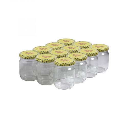 12 pots verre 250 g (212 ml) avec couvercles TO 63