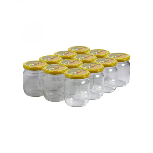 12 pots verre 250 g (212 ml) avec couvercles TO 63