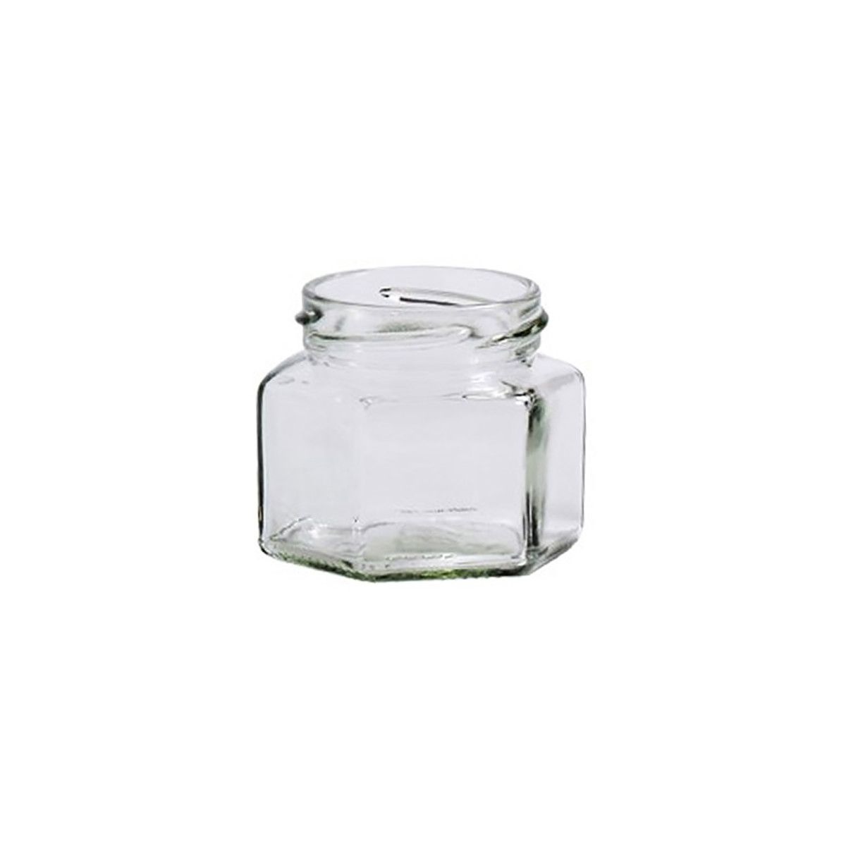 Pot de verre hexagonal