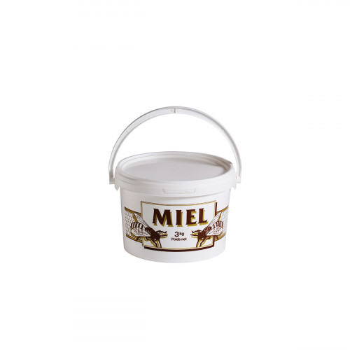 Seau en plastique de 3 kg avec impression Miel