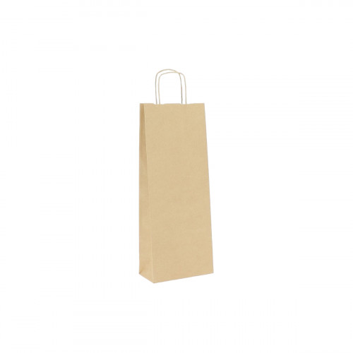 25 Sacs en papier kraft brun lisse 1 bouteille H39,5x14x8,5cm