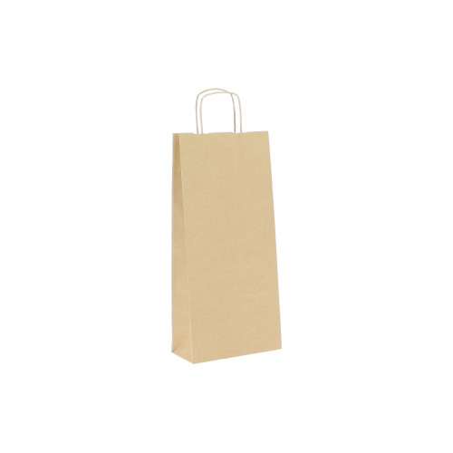 25 Sacs en papier kraft brun lisse 2 bouteilles H39,5x18x8,5cm