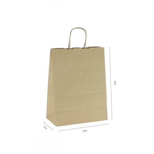 25 Sacs en papier kraft brun lisse H33x25x12cm