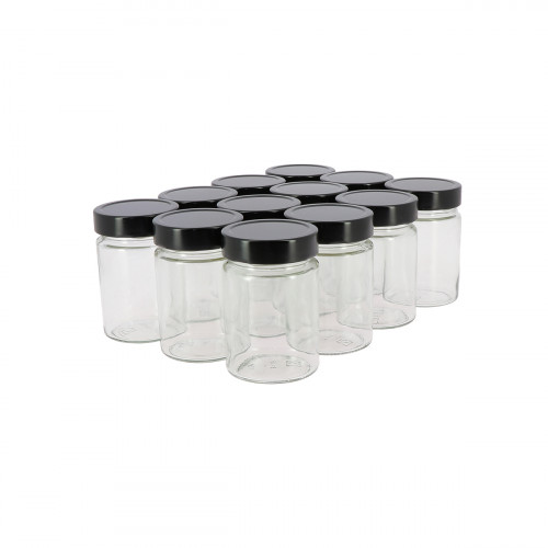 12 pots verre 400g (314ml) Haut Modernes avec couvercles TO70 Deep