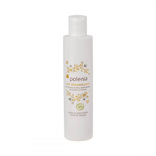 Lait démaquillant aux extraits de miel, gelée royale concombre et pomme Bio Polenia 200 ml