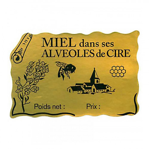 2500 étiquettes Miel dans ses alvéoles de cire (40x64)