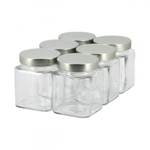 6 pots verre jupe haute Quadro 400 g (314 ml) avec couvercles Deep