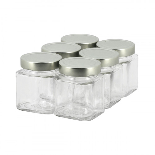 6 pots verre jupe haute Quadro 250g (212 ml) avec couvercles Deep