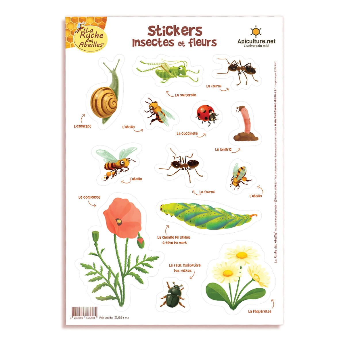 Stickers insectes et fleurs