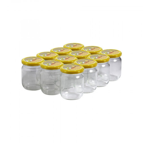 12 pots verre 250 g (228 ml) avec couvercles TO63