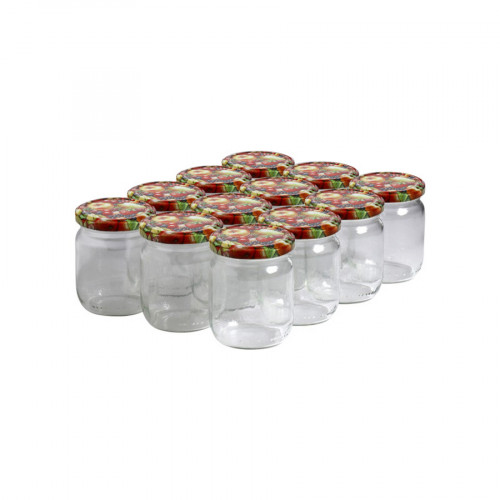 12 pots verre 250 g (228 ml) avec couvercles TO63