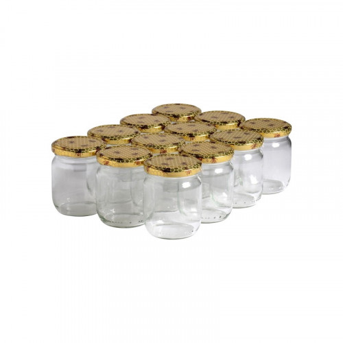 12 pots verre 250 g (228 ml) avec couvercles TO63