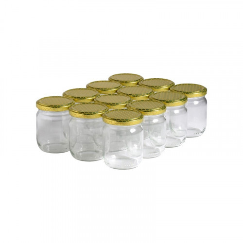 12 pots verre 250 g (228 ml) avec couvercles TO63