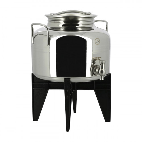 Fût inox 5L avec robinet inox et support