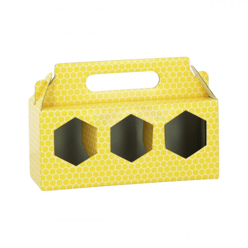 10 coffrets carton alvéoles jaunes pour 3 pots de 250g (212ml TO63)