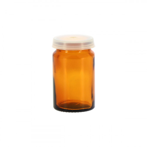 40 piluliers 25ml en verre brun avec cape