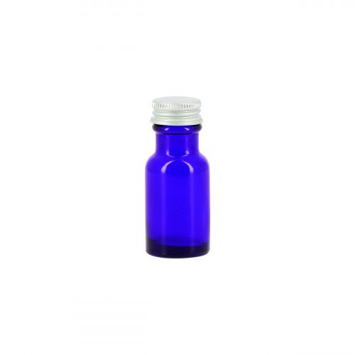 54 flacons verre bleu 15ml avec bouchons alu