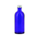 18 flacons verre bleu 100ml avec bouchons alu