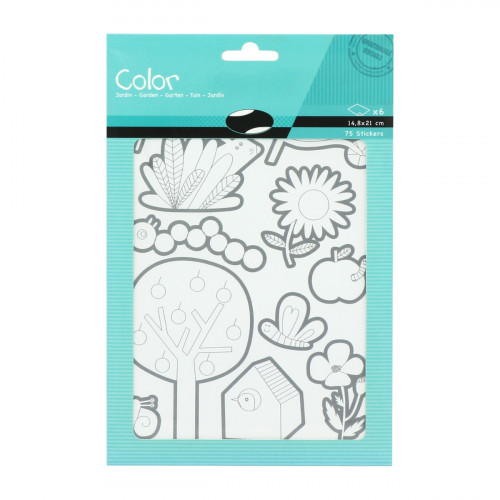 Autocollants jardin et insectes, sachet de 6 planches