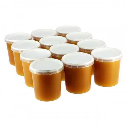 Carton de 12 pots en plastique de Miel de Fleurs 1 kg Miels Lombard Origine France