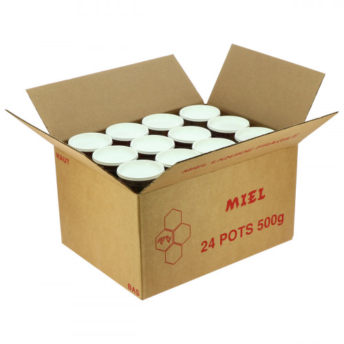25 cartons pour 24 pots de 500g en plastique