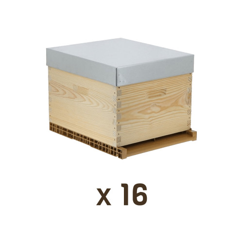 16 x Ruche à tenons Dadant 10 cadres Plus (cadres filés)