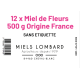 12 x Miel de Fleurs 500g Miels Lombard Origine France (sans étiquette)