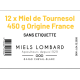 Carton de 12 pots en verre de Miel de Tournesol 450g Miels Lombard Origine France SANS ETIQUETTE