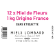 Carton de 12 pots en plastique de Miel de Fleurs 1 kg Miels Lombard Origine France