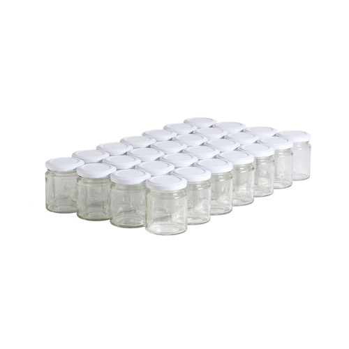 28 pots verre 125g bas (106 ml) avec couvercles TO53