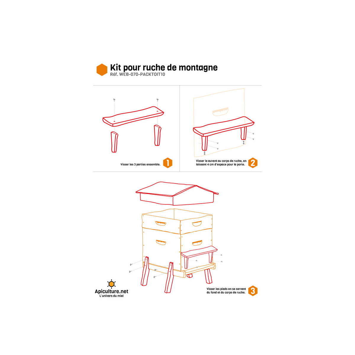 Pour les apiculteurs : Ruche montagne 10 cadres Dadant toit chalet