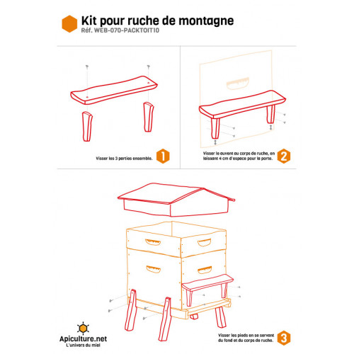 Ruche chalet Dadant 10 cadres + Hausse & Cadres filés